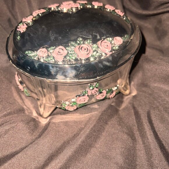 925 Silver jewelry box with pink roses design and red velvet liner inside. NEW - Picture 6 of 6